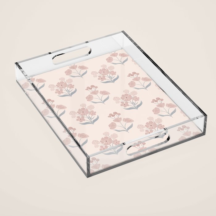 Dusty Rose Classic Floral Acrylic Tray Gallery Image 1