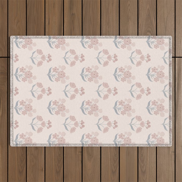 Dusty Rose Classic Floral Outdoor Rug Gallery Image 1