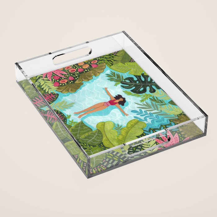 Floating in the sea in bright colours Acrylic Tray Gallery Image 1