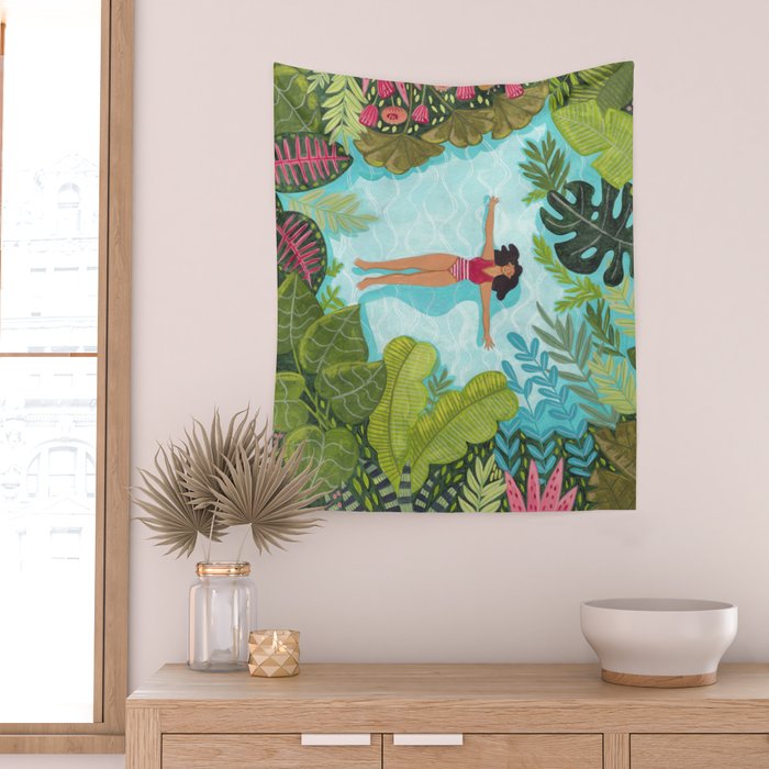 Floating in the sea in bright colours Wall Tapestry Gallery Image 2