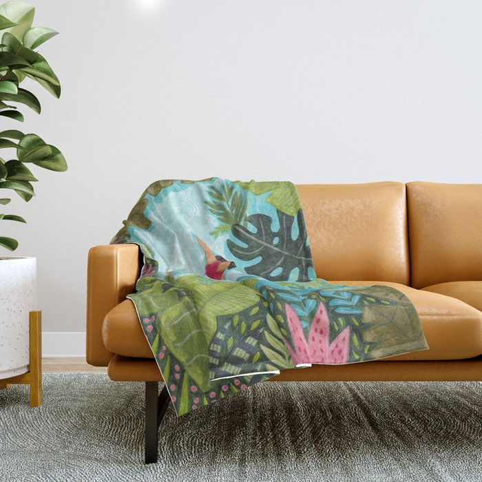 Floating in the sea in bright colours Throw Blanket Gallery Image 1