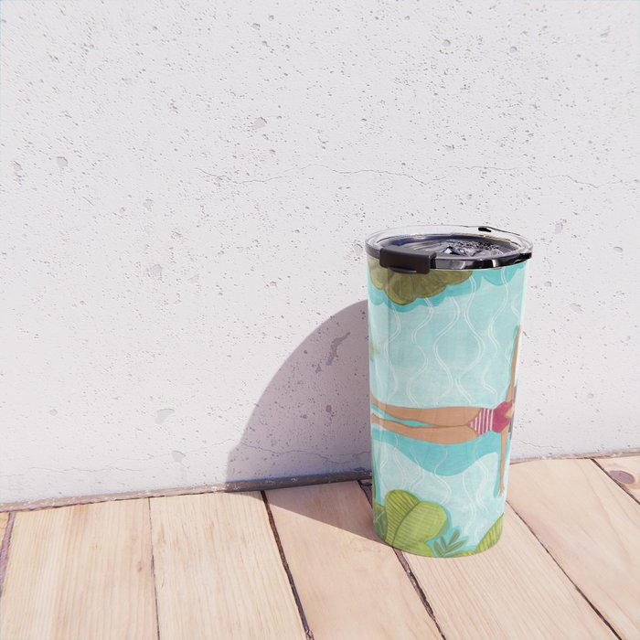 Floating in the sea in bright colours Travel Mug Gallery Image 4