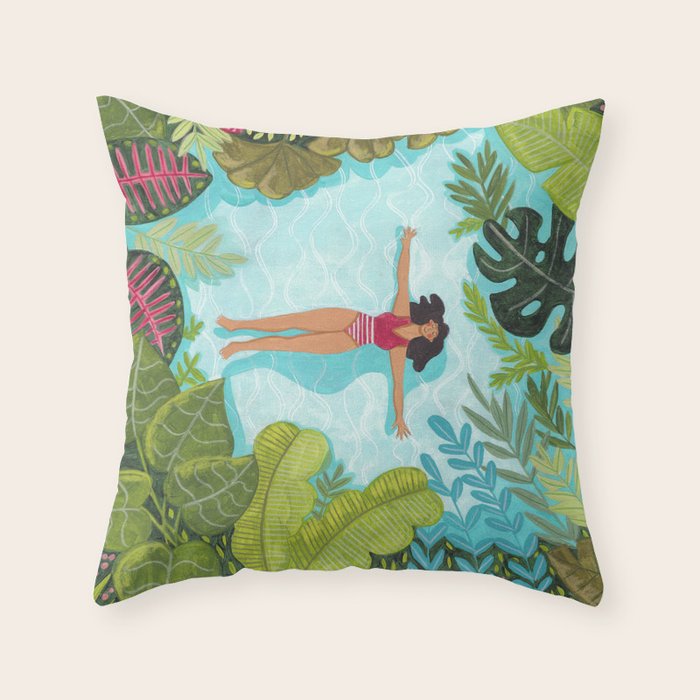 Floating in the sea in bright colours Throw Pillow Gallery Image 6