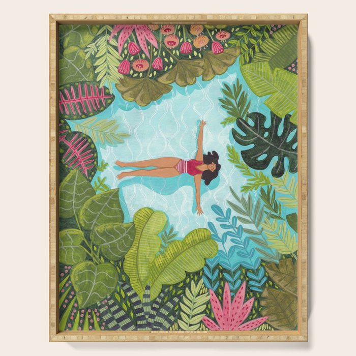 Floating in the sea in bright colours Serving Tray Gallery Image 1