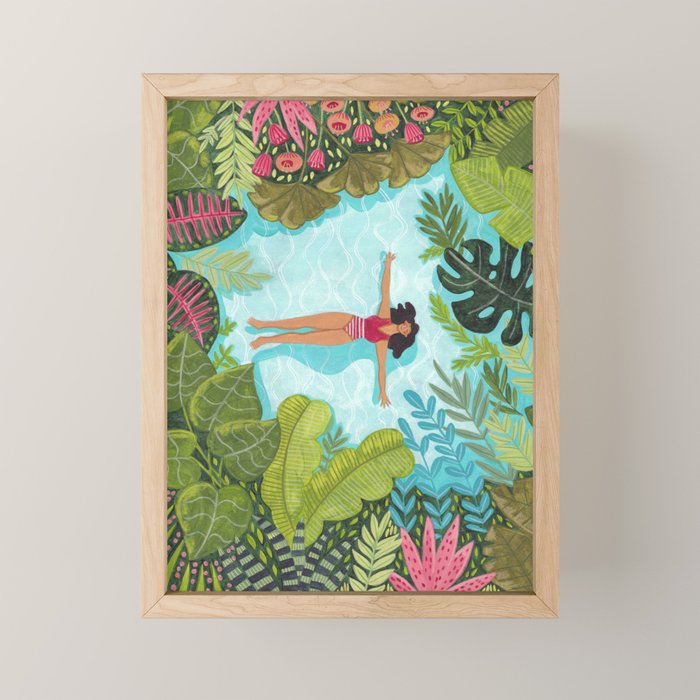 Floating in the sea in bright colours Mini Art Print Gallery Image 1
