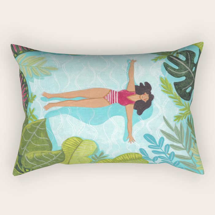 Floating in the sea in bright colours Rectangular Pillow Gallery Image 1