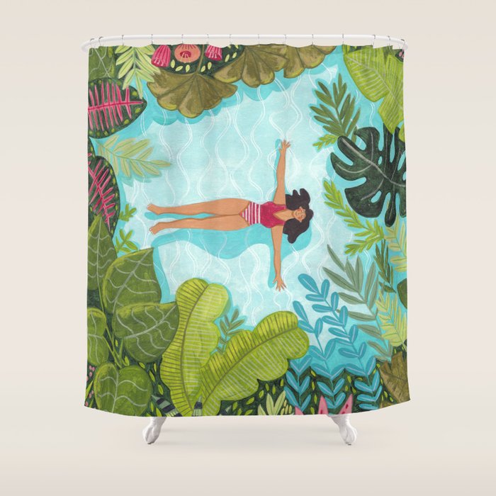 Floating in the sea in bright colours Shower Curtain Gallery Image 1
