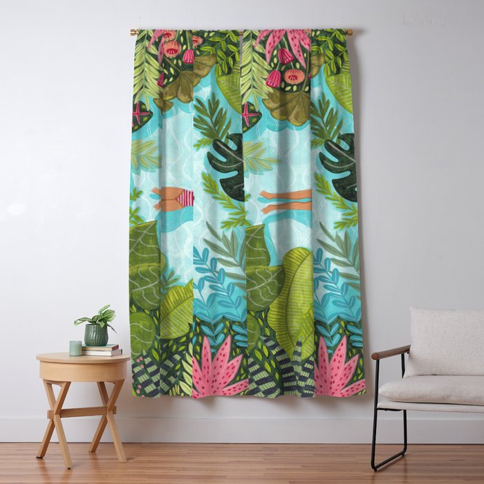 Floating in the sea in bright colours Window Curtain Gallery Image 1