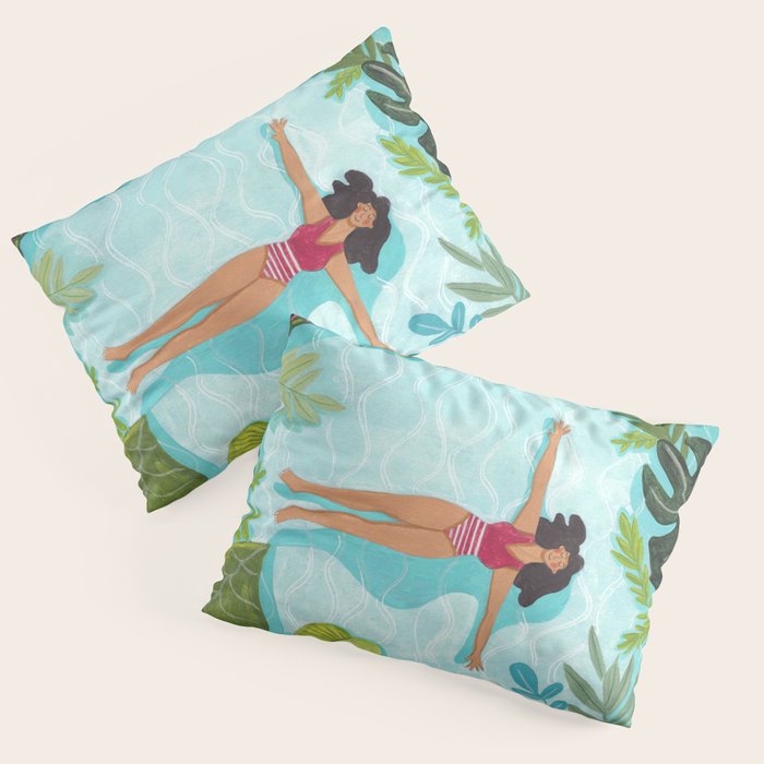 Floating in the sea in bright colours Pillow Sham Gallery Image 1