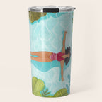 Floating in the sea in bright colours Travel Mug Gallery Image 1