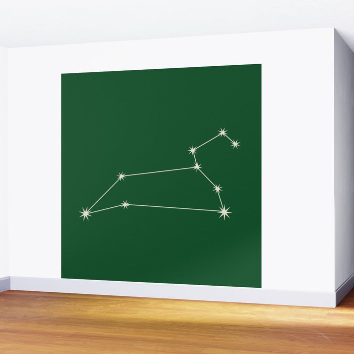 Leo Zodiac Star Constellation Line Art Green Wall Mural Gallery Image 2