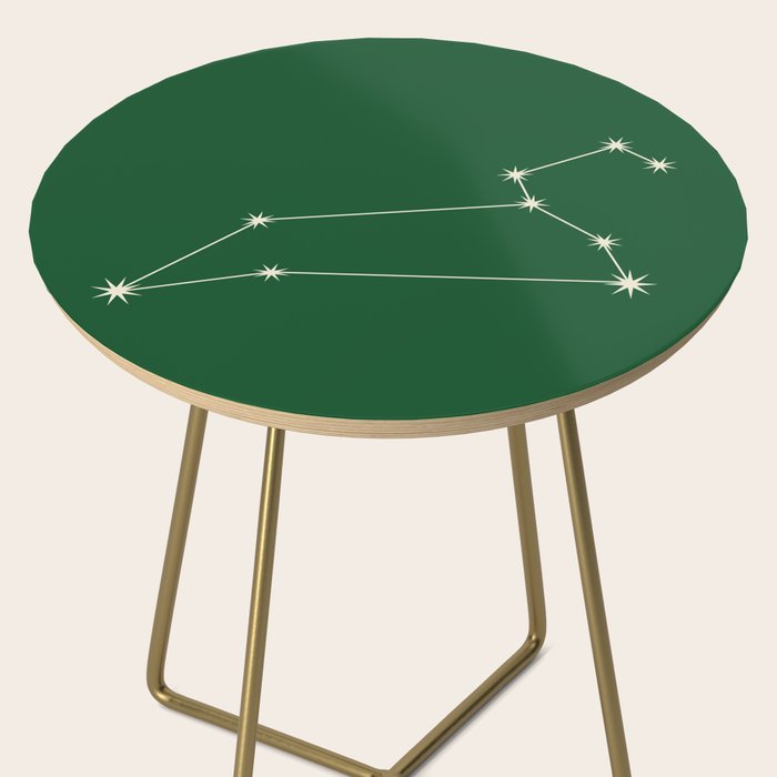 Leo Zodiac Star Constellation Line Art Green Side Table Gallery Image 2