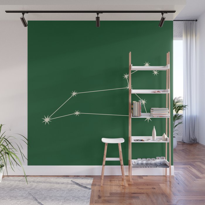 Leo Zodiac Star Constellation Line Art Green Wall Mural Gallery Image 1