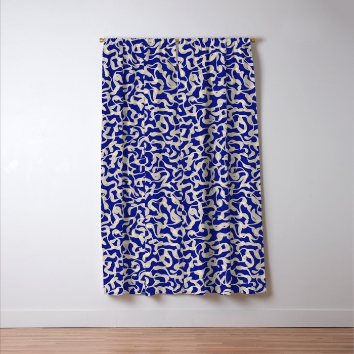 Playful strokes #1 / Beige on Blue Window Curtain Gallery Image 3