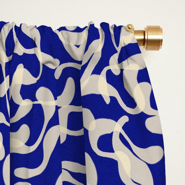 Playful strokes #1 / Beige on Blue Window Curtain Gallery Image 2