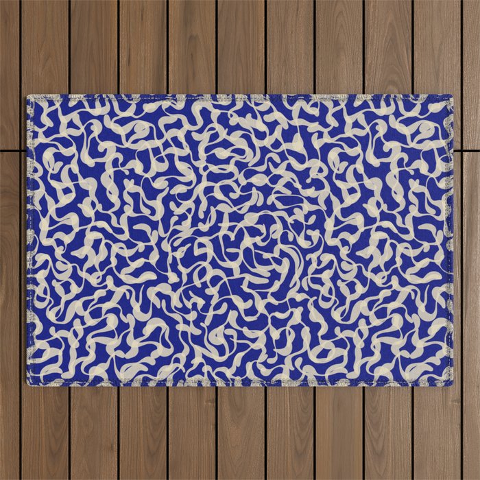 Playful strokes #1 / Beige on Blue Outdoor Rug Gallery Image 1