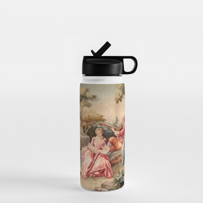 Antique 19th Century French Aubusson Gallant Courtship Romantic Tapestry Water Bottle Gallery Image 1
