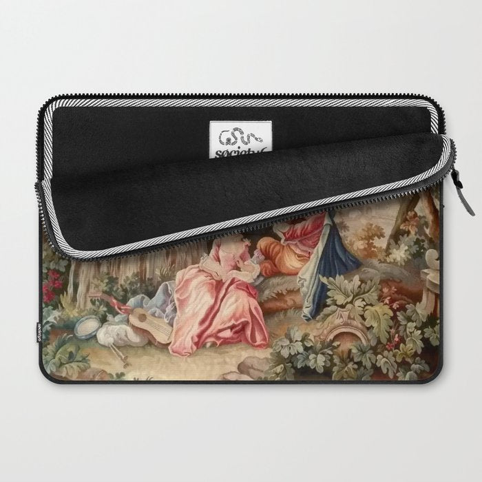 Antique 19th Century French Aubusson Gallant Courtship Romantic Tapestry Laptop Sleeve Gallery Image 2