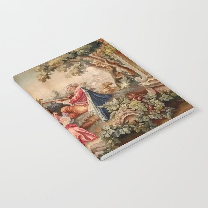 Antique 19th Century French Aubusson Gallant Courtship Romantic Tapestry Notebook Gallery Image 2