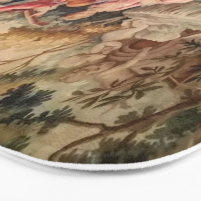 Antique 19th Century French Aubusson Gallant Courtship Romantic Tapestry Bath Mat Gallery Image 3