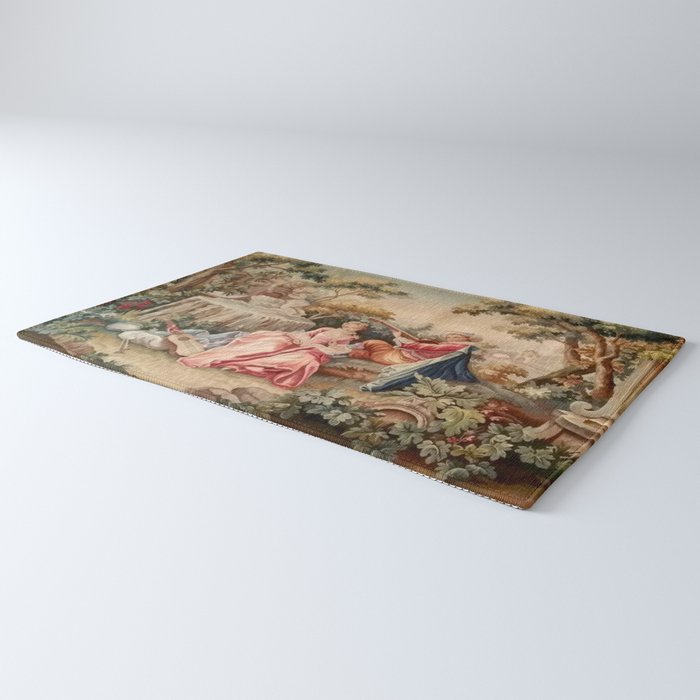 Antique 19th Century French Aubusson Gallant Courtship Romantic Tapestry Rug Gallery Image 3