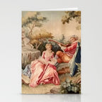 Antique 19th Century French Aubusson Gallant Courtship Romantic Tapestry Stationery Card Gallery Image 2
