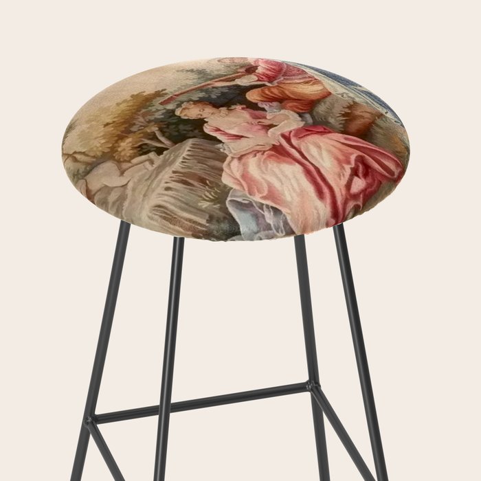 Antique 19th Century French Aubusson Gallant Courtship Romantic Tapestry Stool Gallery Image 2