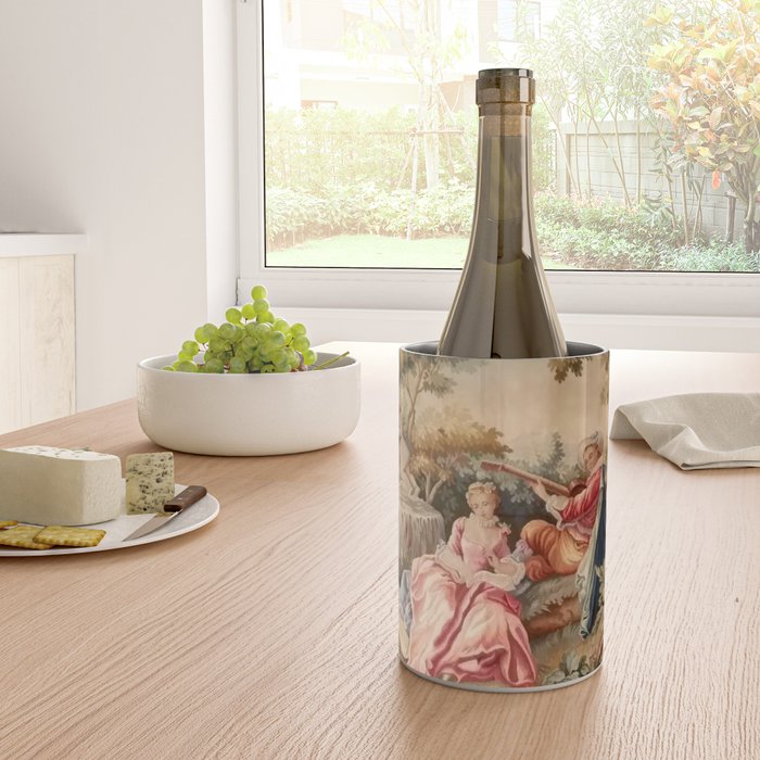 Antique 19th Century French Aubusson Gallant Courtship Romantic Tapestry Wine Chiller Gallery Image 4