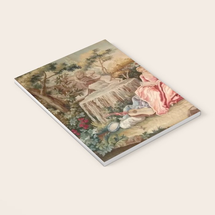 Antique 19th Century French Aubusson Gallant Courtship Romantic Tapestry Notebook Gallery Image 3