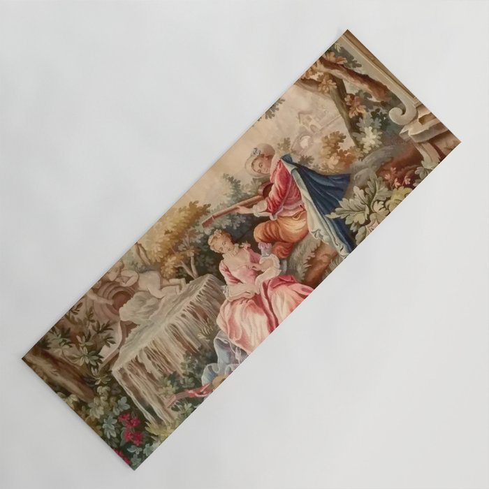 Antique 19th Century French Aubusson Gallant Courtship Romantic Tapestry Yoga Mat Gallery Image 1