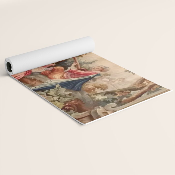 Antique 19th Century French Aubusson Gallant Courtship Romantic Tapestry Yoga Mat Gallery Image 2