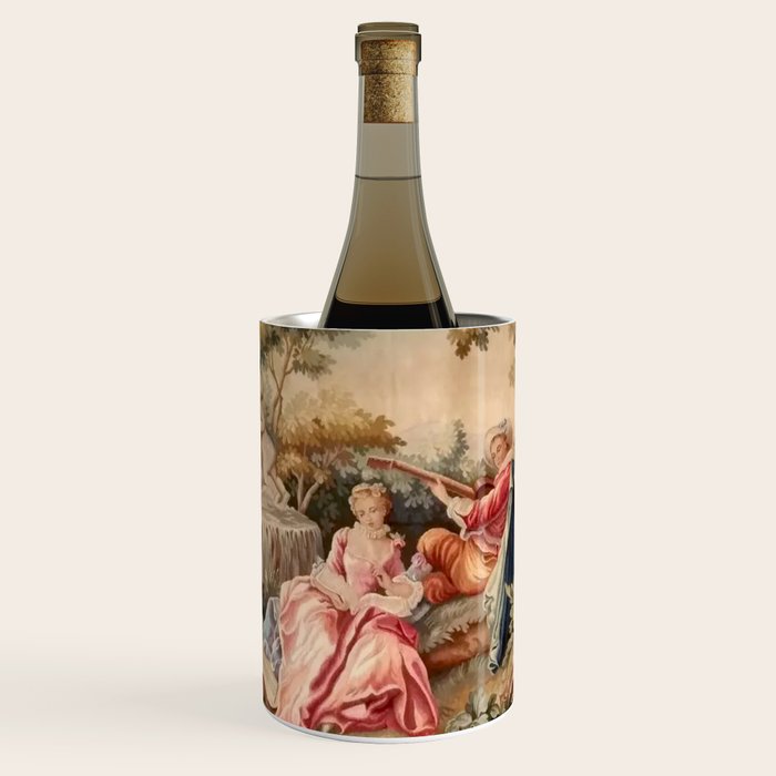 Antique 19th Century French Aubusson Gallant Courtship Romantic Tapestry Wine Chiller Gallery Image 1