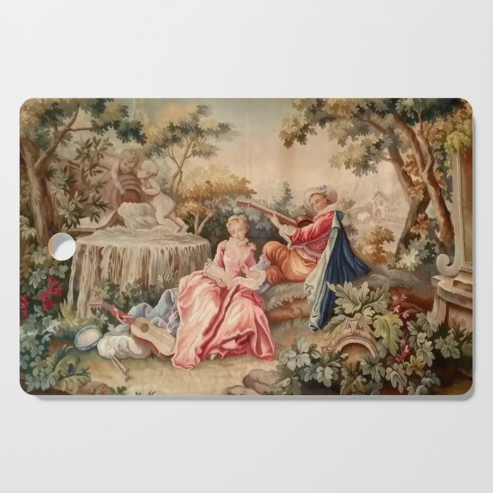 Antique 19th Century French Aubusson Gallant Courtship Romantic Tapestry Cutting Board Gallery Image 1