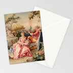 Antique 19th Century French Aubusson Gallant Courtship Romantic Tapestry Stationery Card Gallery Image 2