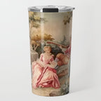 Antique 19th Century French Aubusson Gallant Courtship Romantic Tapestry Travel Mug Gallery Image 1