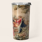 Antique 19th Century French Aubusson Gallant Courtship Romantic Tapestry Travel Mug Gallery Image 2