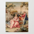 Antique 19th Century French Aubusson Gallant Courtship Romantic Tapestry Poster Gallery Image 4