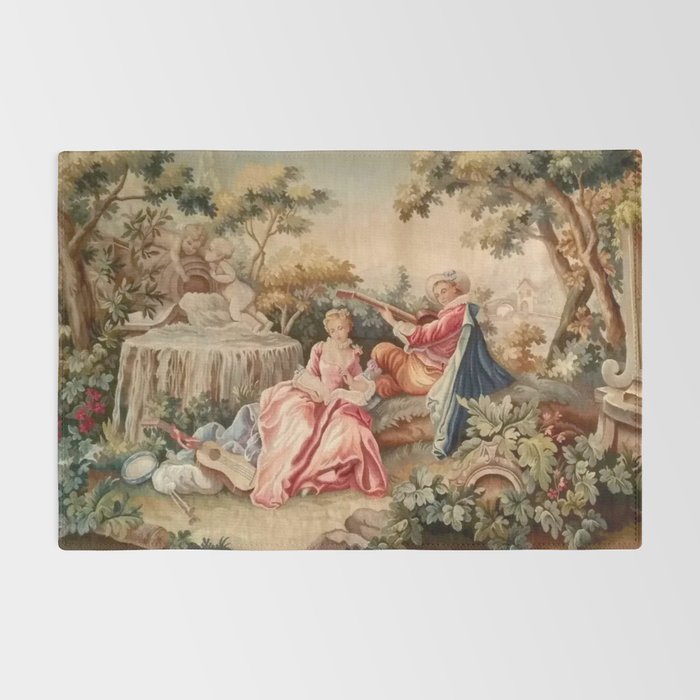 Antique 19th Century French Aubusson Gallant Courtship Romantic Tapestry Rug Gallery Image 2