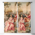 Antique 19th Century French Aubusson Gallant Courtship Romantic Tapestry Window Curtain Gallery Image 5