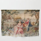 Antique 19th Century French Aubusson Gallant Courtship Romantic Tapestry Wall Hanging Gallery Image 1