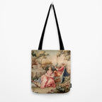 Antique 19th Century French Aubusson Gallant Courtship Romantic Tapestry Tote Bag Gallery Image 2