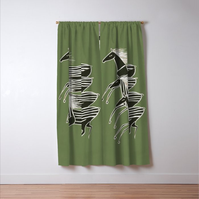 Horses in Stripes Window Curtain Gallery Image 3