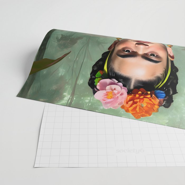 Frida Kahlo, Modern Bohemian Painting Eclectic Woman, Colorful Tropical Historic Artist, Portrait Jungle Boho Mob Wife Concept Wrapping Paper Gallery Image 2