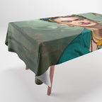 Frida Kahlo, Modern Bohemian Painting Eclectic Woman, Colorful Tropical Historic Artist, Portrait Jungle Boho Mob Wife Concept Tablecloth Gallery Image 1