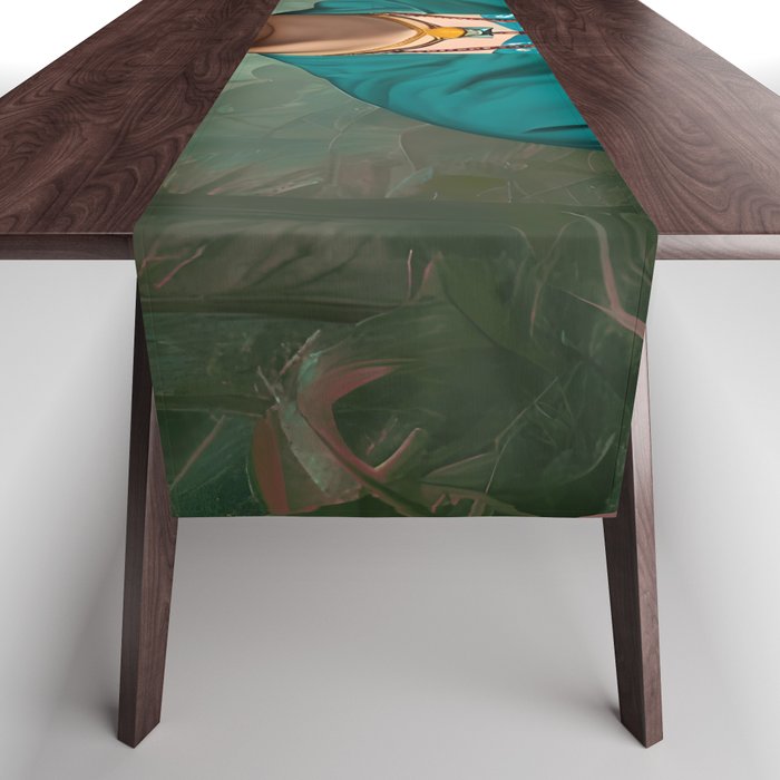 Frida Kahlo, Modern Bohemian Painting Eclectic Woman, Colorful Tropical Historic Artist, Portrait Jungle Boho Mob Wife Concept Table Runner Gallery Image 1