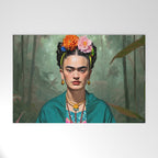 Frida Kahlo, Modern Bohemian Painting Eclectic Woman, Colorful Tropical Historic Artist, Portrait Jungle Boho Mob Wife Concept Welcome Mat Gallery Image 1
