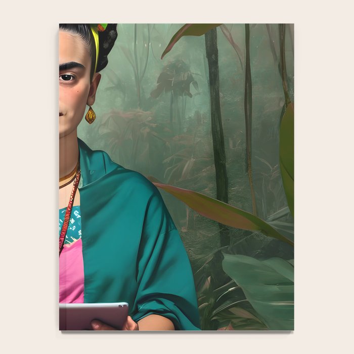 Frida Kahlo, Modern Bohemian Painting Eclectic Woman, Colorful Tropical Historic Artist, Portrait Jungle Boho Mob Wife Concept Notebook Gallery Image 4
