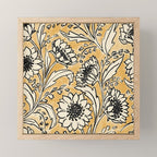 Sunflowers - black and ochre on cream Mini Art Print Gallery Image 1