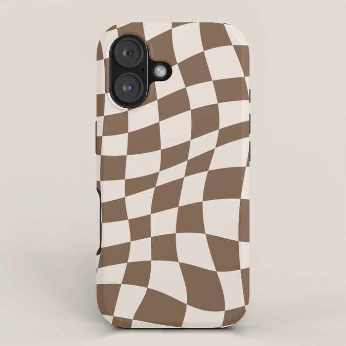 Wavy brown checker  iPhone Case Gallery Image 1