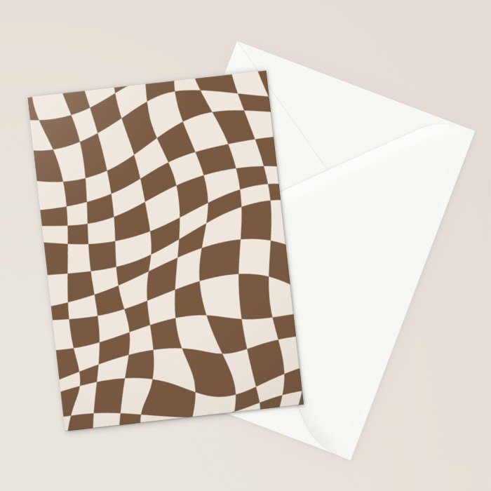 Wavy brown checker  Stationery Card Gallery Image 2